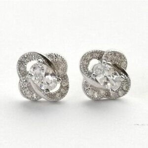 DIAMONELLE CZ sterling silver love knot stud earrings